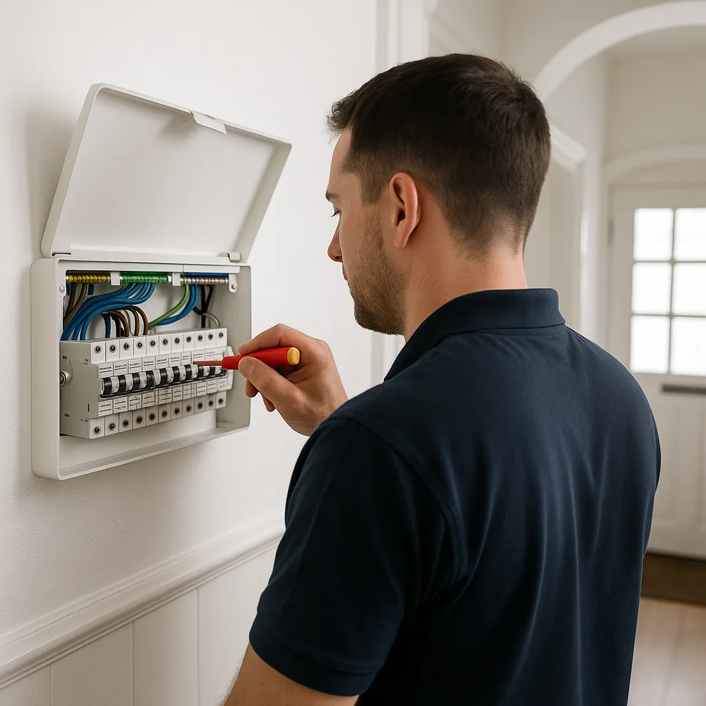 A new consumer unit being fitted